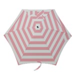 Horizontal Stripes - White and Pastel Pink Mini Umbrella