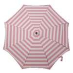 Horizontal Stripes - White and Pastel Pink Hook Handle Umbrella (Medium)