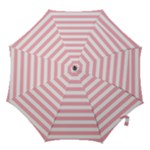 Horizontal Stripes - White and Pastel Pink Hook Handle Umbrella (Large)