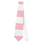 Horizontal Stripes - White and Pastel Pink Necktie (One Side)