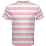 Horizontal Stripes - White and Pink Men s Cotton Tee