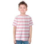 Horizontal Stripes - White and Pink Kid s Cotton Tee