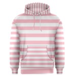 Horizontal Stripes - White and Pink Men s Pullover Hoodie