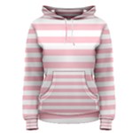 Horizontal Stripes - White and Pink Women s Pullover Hoodie