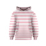 Horizontal Stripes - White and Pink Kid s Pullover Hoodie