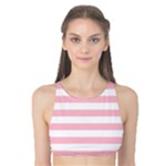 Horizontal Stripes - White and Pink Tank Bikini Top