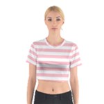 Horizontal Stripes - White and Pink Cotton Crop Top