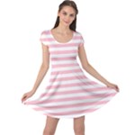 Horizontal Stripes - White and Pink Cap Sleeve Dress