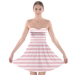 Horizontal Stripes - White and Pink Strapless Bra Top Dress
