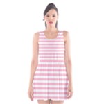Horizontal Stripes - White and Pink Scoop Neck Skater Dress