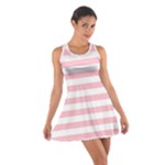 Horizontal Stripes - White and Pink Cotton Racerback Dress