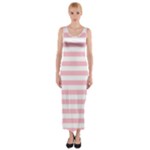 Horizontal Stripes - White and Pink Fitted Maxi Dress