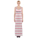 Horizontal Stripes - White and Pink Maxi Thigh Split Dress