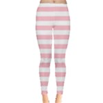 Horizontal Stripes - White and Pink Women s Leggings