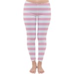 Horizontal Stripes - White and Pink Winter Leggings