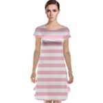 Horizontal Stripes - White and Pink Cap Sleeve Nightdress
