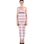 Horizontal Stripes - White and Pink OnePiece Catsuit