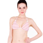 Horizontal Stripes - White and Pink Bikini Top