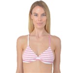 Horizontal Stripes - White and Pink Reversible Tri Bikini Top