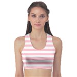 Horizontal Stripes - White and Pink Women s Sports Bra