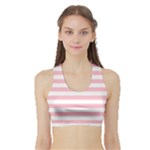 Horizontal Stripes - White and Pink Women s Sports Bra with Border