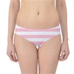 Horizontal Stripes - White and Pink Hipster Bikini Bottoms