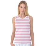 Horizontal Stripes - White and Pink Women s Basketball Tank Top