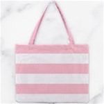 Horizontal Stripes - White and Pink Mini Tote Bag