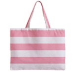 Horizontal Stripes - White and Pink Zipper Mini Tote Bag