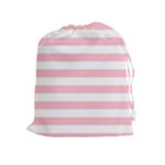 Horizontal Stripes - White and Pink Drawstring Pouch (XL)