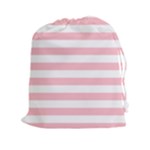 Horizontal Stripes - White and Pink Drawstring Pouch (XXl)