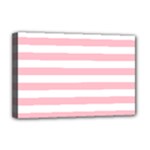 Horizontal Stripes - White and Pink Deluxe Canvas 18  x 12  (Stretched)