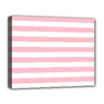 Horizontal Stripes - White and Pink Deluxe Canvas 20  x 16  (Stretched)