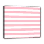 Horizontal Stripes - White and Pink Deluxe Canvas 24  x 20  (Stretched)