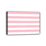 Horizontal Stripes - White and Pink Mini Canvas 6  x 4  (Stretched)