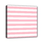 Horizontal Stripes - White and Pink Mini Canvas 6  x 6  (Stretched)