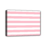 Horizontal Stripes - White and Pink Mini Canvas 7  x 5  (Stretched)