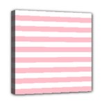 Horizontal Stripes - White and Pink Mini Canvas 8  x 8  (Stretched)