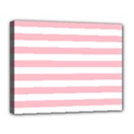 Horizontal Stripes - White and Pink Canvas 14  x 11  (Stretched)