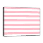Horizontal Stripes - White and Pink Canvas 16  x 12  (Stretched)