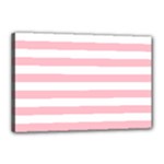Horizontal Stripes - White and Pink Canvas 18  x 12  (Stretched)