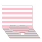 Horizontal Stripes - White and Pink Heart Bottom 3D Greeting Card (7x5)