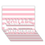 Horizontal Stripes - White and Pink YOU ARE INVITED 3D Greeting Card (7x5)