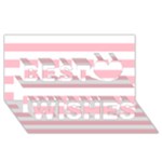Horizontal Stripes - White and Pink Best Wish 3D Greeting Card (8x4)