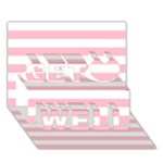Horizontal Stripes - White and Pink Get Well 3D Greeting Card (7x5)