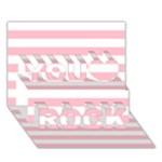 Horizontal Stripes - White and Pink You Rock 3D Greeting Card (7x5)