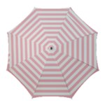 Horizontal Stripes - White and Pink Golf Umbrella