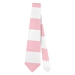 Horizontal Stripes - White and Pink Necktie (Two Side)