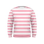 Horizontal Stripes - White and Cherry Blossom Pink Kid s Sweatshirt