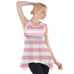 Horizontal Stripes - White and Cherry Blossom Pink Side Drop Tank Tunic